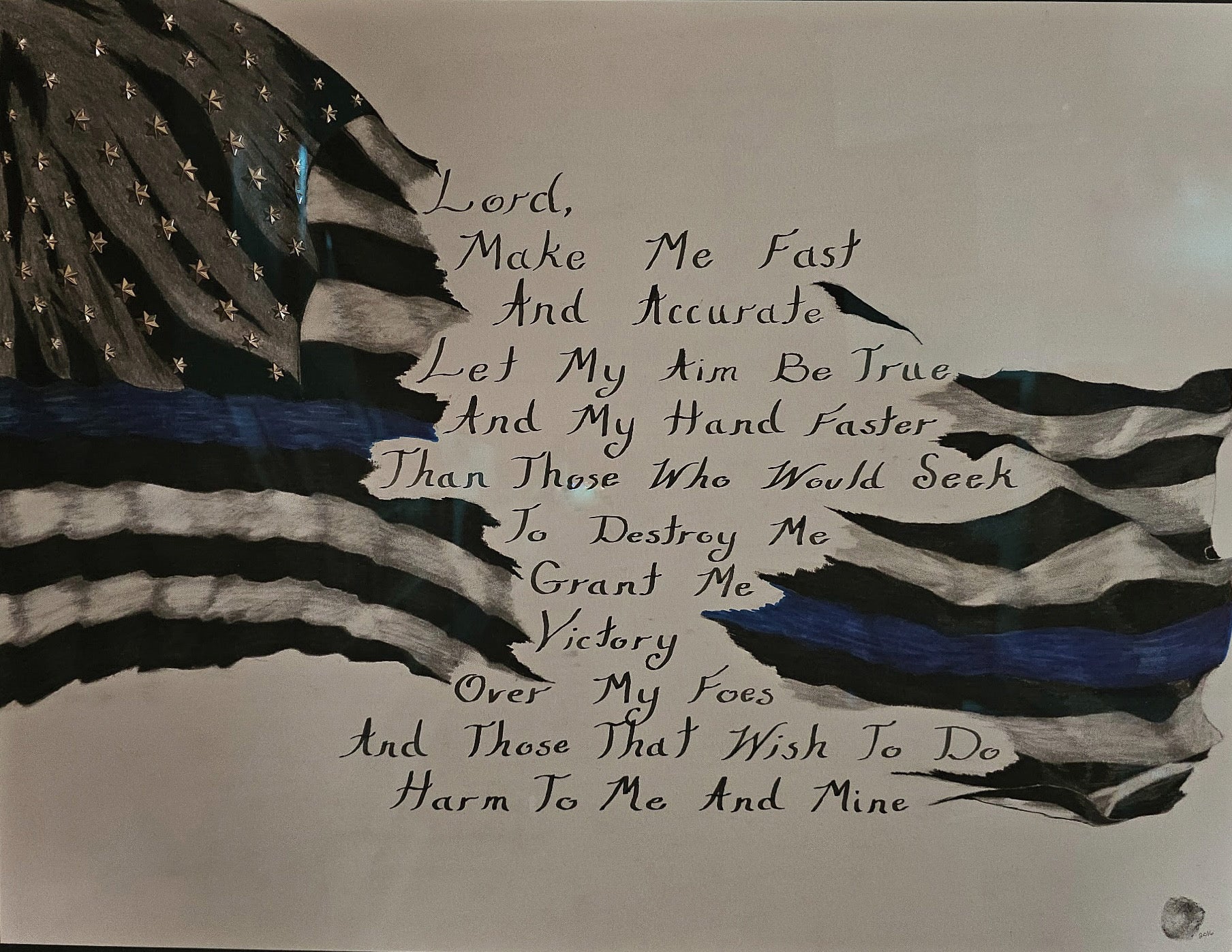 Maddy Lou Designs "Rifleman's Creed"  Flag and Creed Pencil Drawing
