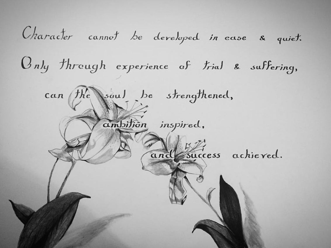 Maddy Lou Designs "Ambitions of a Lilly" Pencil Drawing and Inspirational Quote