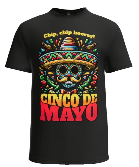 Chip, Chip Hooray Cinco De Mayo black t-shirt