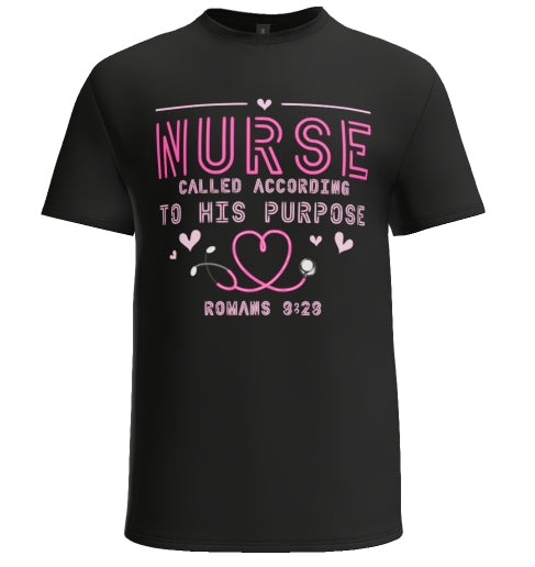 Neon Nurse Called According to his Purpose Romans 8:28 T-shirt Design