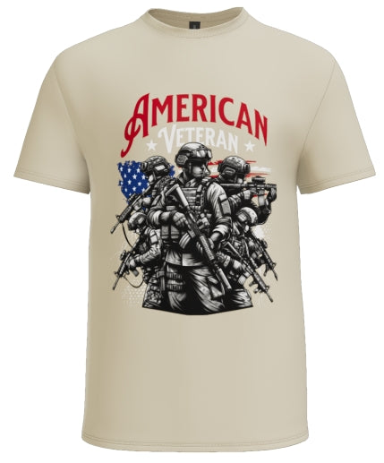 American Veteran American Flag and Soldiers Design