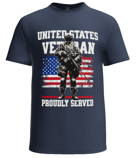 United States Veteran Proudly Served Flag and Soldier  Design