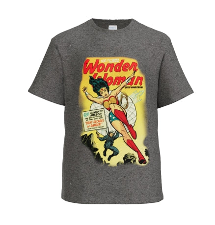 Vintage Comic Book "Wonder Woman & Parachuting gunman" T-Shirt Design